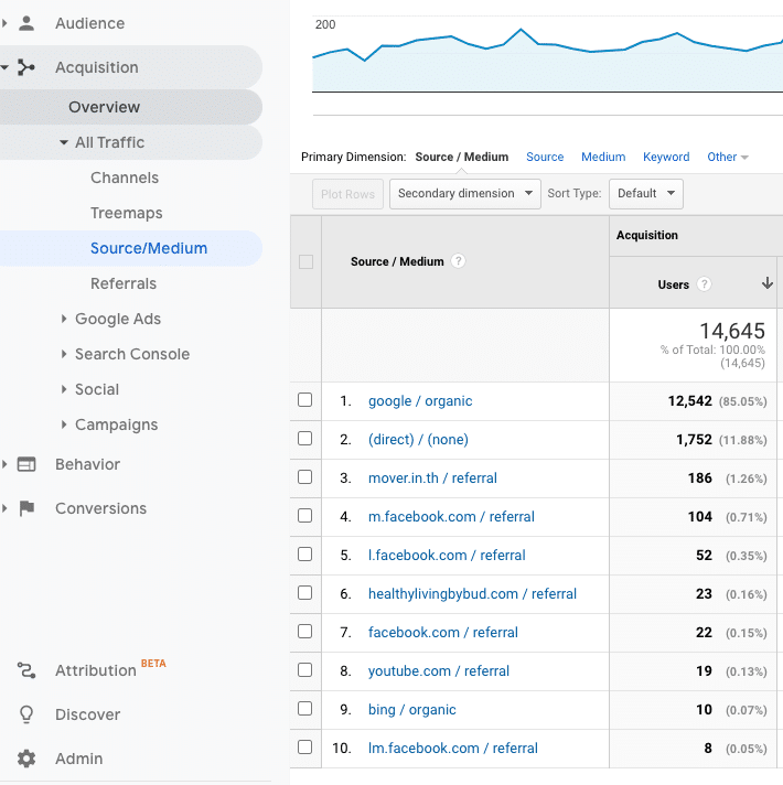 Google Analytics Tag Builder View > All Traffic > Source Medium